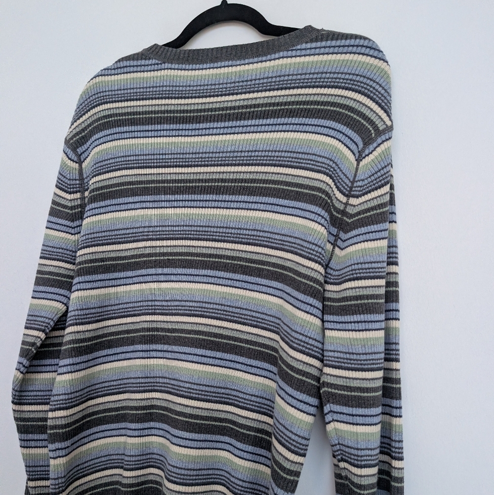 Authentic Y2K Vintage GAP Multicolor Striped Crewneck Sweater Sz L FA01 - Picture 15 of 16